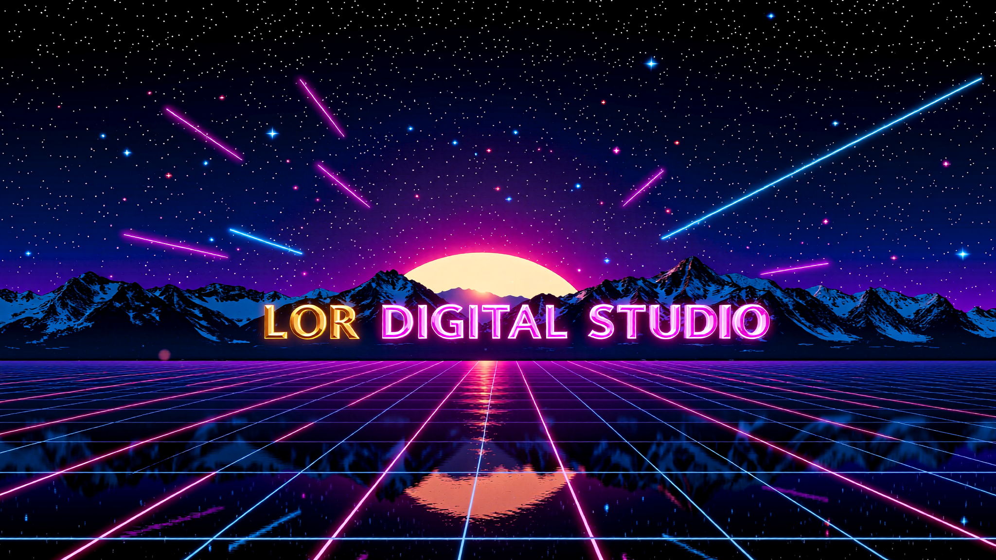LOR Digital Studio Synthwave Banner